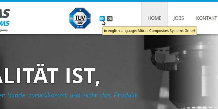 Sprachwebsite mit Sprachumschalter